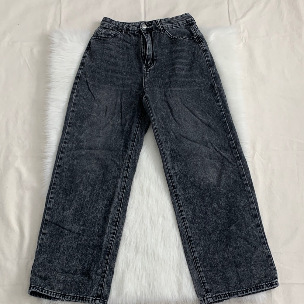 SHEIN Charcoal Wide Leg Jeans S/4